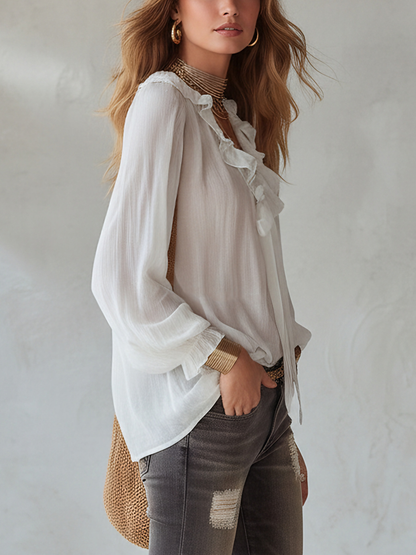 Blusa de Gasa con Volantes – Ligera y con Caída Fluida