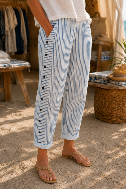 SILVIA | Pantalón de Rayas con Botones