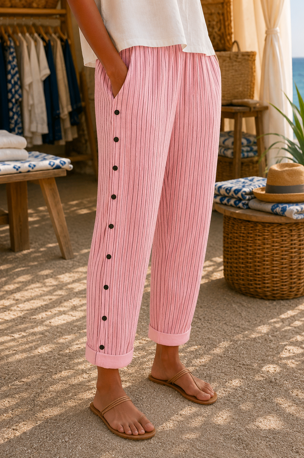 SILVIA | Pantalón de Rayas con Botones