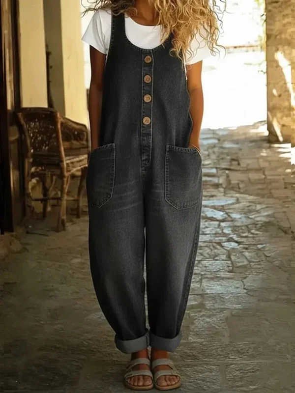 LUCÍA | Peto Vaquero de Algodón con Lavado Vintage