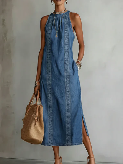 PILAR | Vestido Vaquero con Detalles de Encaje