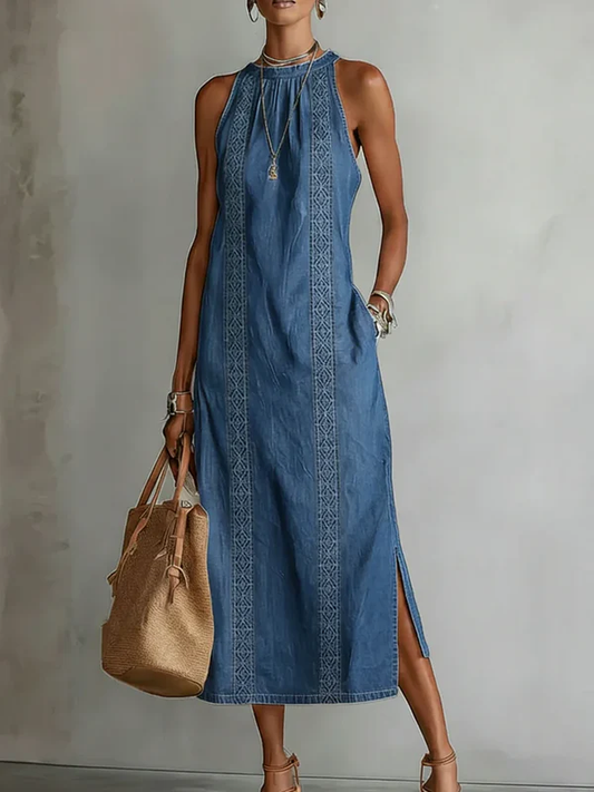 PILAR | Vestido Vaquero con Detalles de Encaje