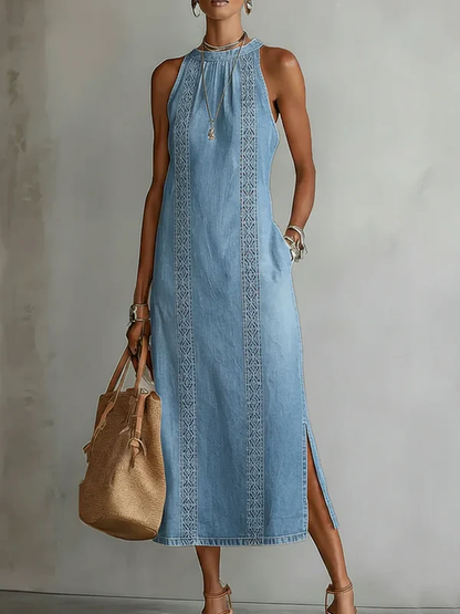 PILAR | Vestido Vaquero con Detalles de Encaje
