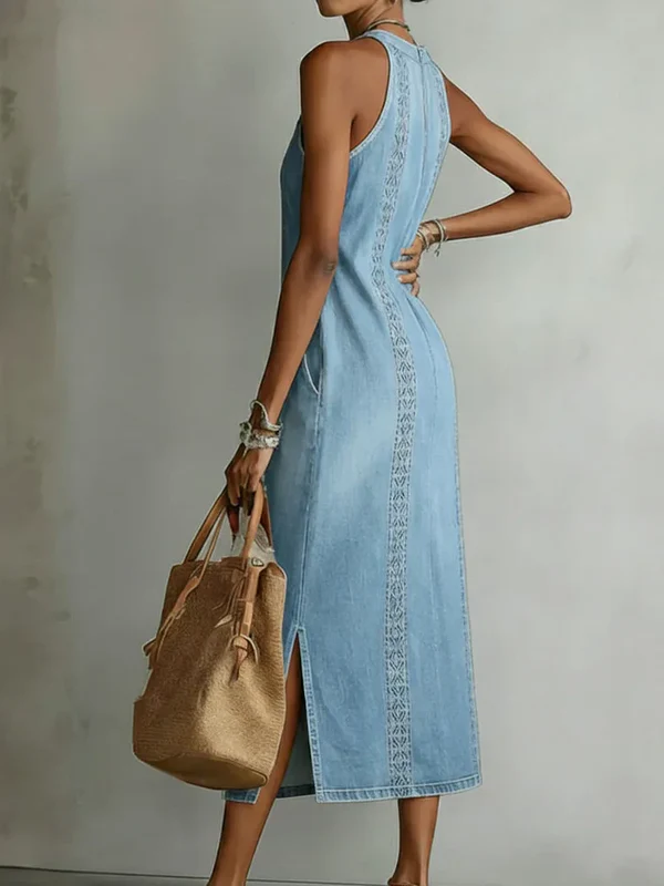 PILAR | Vestido Vaquero con Detalles de Encaje