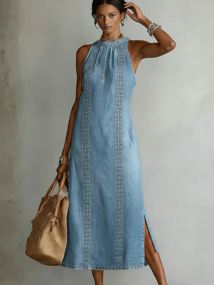 PILAR | Vestido Vaquero con Detalles de Encaje
