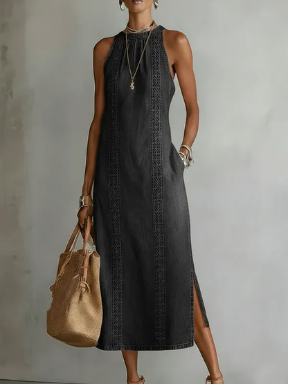 PILAR | Vestido Vaquero con Detalles de Encaje