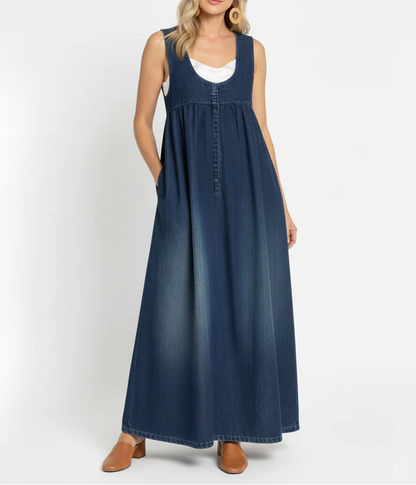 ISABEL | Vestido Largo Vaquero de Tirantes