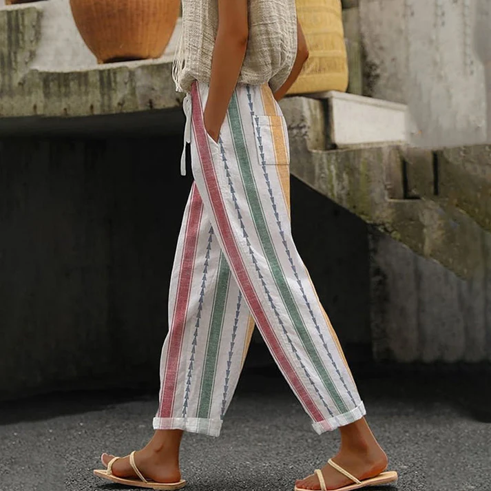 NURIA | Pantalón de Rayas Multicolor