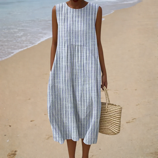 AMÉLIE | Vestido Largo de Rayas Estilo Playero