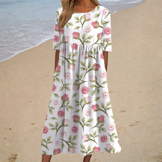 SIDONIE | Vestido Midi Romántico de Flores